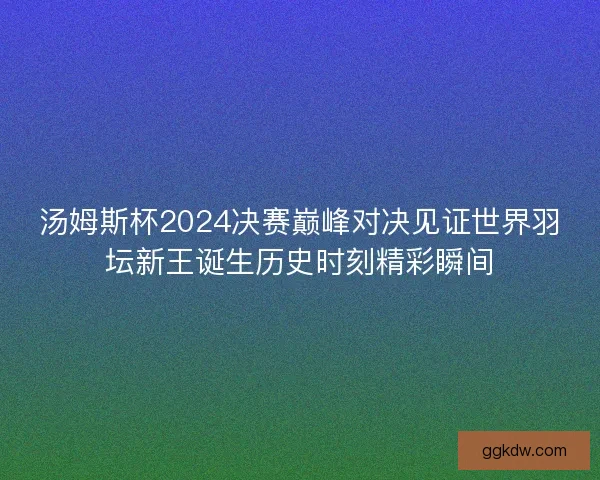 汤姆斯杯2024决赛巅峰对决见证世界羽坛新王诞生历史时刻精彩瞬间